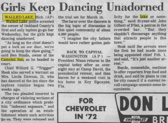 Mr. Bs Camelot Inn (Maple Lanes, Shadow Fax, Olde World Market) - Feb 10 1972 Article